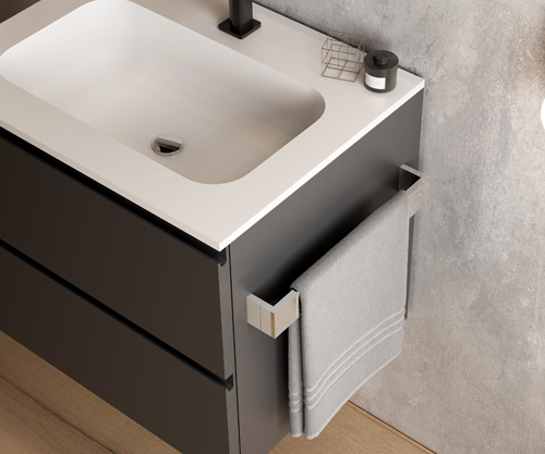 Base in finitura laccato Opaco Grigio Piombo (LO.316) con portasalviette in finitura cromo lucido