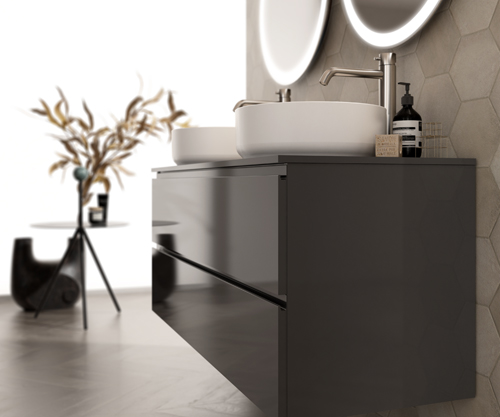 Top e Base Laccato Lucido Grigio Piombo